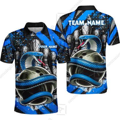 Custom Bowling Team Shirt, Bowling with King Cobra Multicolor, Bowling uniforms, King Cobra Bowling Shirt Personalized Name And Team Name