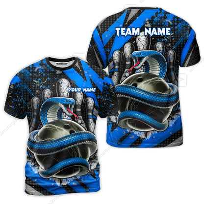 Custom Bowling Team Shirt, Bowling with King Cobra Multicolor, Bowling uniforms, King Cobra Bowling Shirt Personalized Name And Team Name
