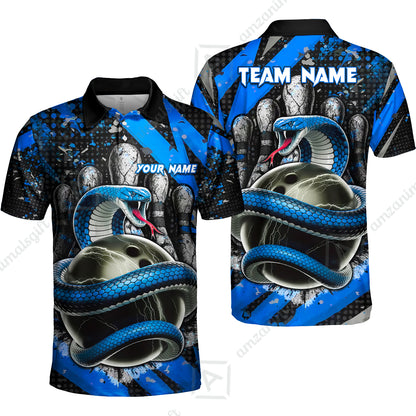 Custom Bowling Team Shirt, Bowling with King Cobra Multicolor, Bowling uniforms, King Cobra Bowling Shirt Personalized Name And Team Name