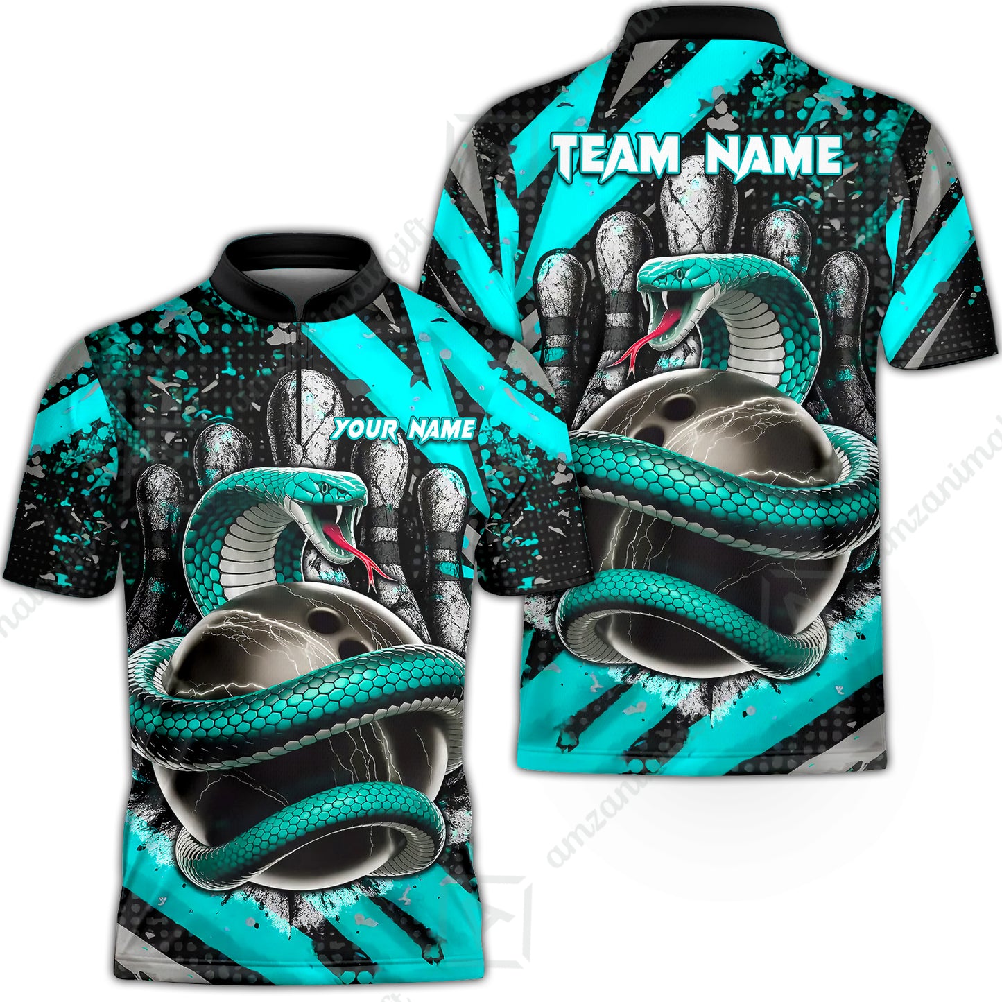 Custom Bowling Team Shirt, Bowling with King Cobra Multicolor, Bowling uniforms, King Cobra Bowling Shirt Personalized Name And Team Name