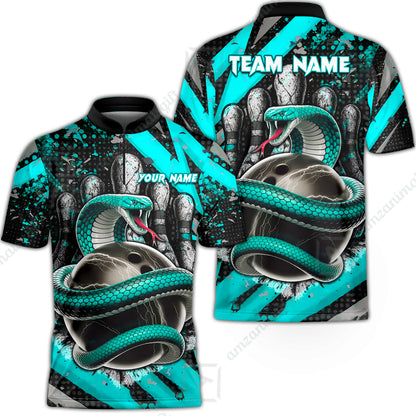 Custom Bowling Team Shirt, Bowling with King Cobra Multicolor, Bowling uniforms, King Cobra Bowling Shirt Personalized Name And Team Name