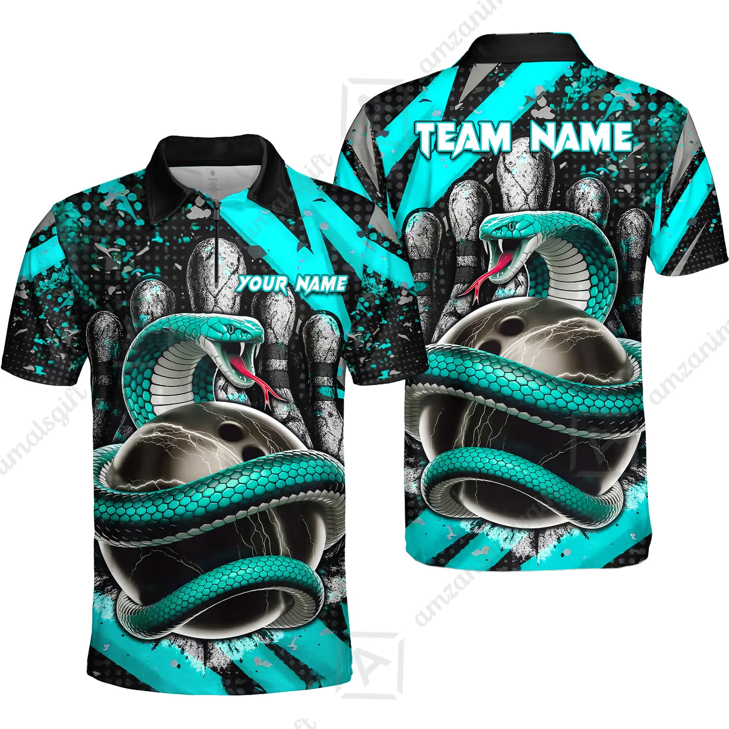 Custom Bowling Team Shirt, Bowling with King Cobra Multicolor, Bowling uniforms, King Cobra Bowling Shirt Personalized Name And Team Name