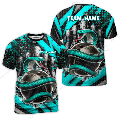 Custom Bowling Team Shirt, Bowling with King Cobra Multicolor, Bowling uniforms, King Cobra Bowling Shirt Personalized Name And Team Name