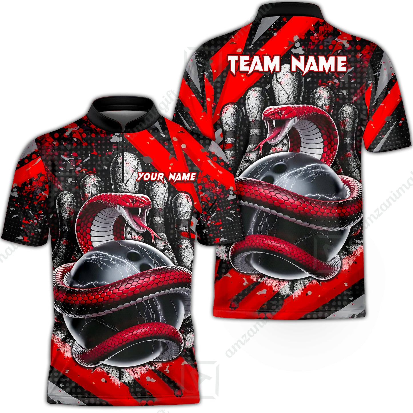 Custom Bowling Team Shirt, Bowling with King Cobra Multicolor, Bowling uniforms, King Cobra Bowling Shirt Personalized Name And Team Name
