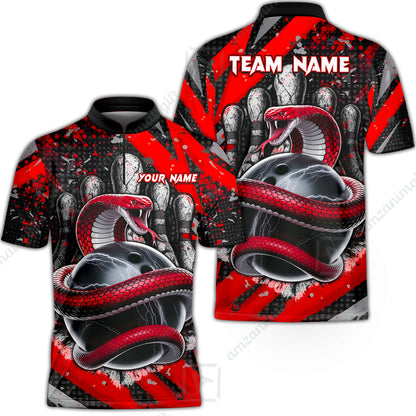 Custom Bowling Team Shirt, Bowling with King Cobra Multicolor, Bowling uniforms, King Cobra Bowling Shirt Personalized Name And Team Name