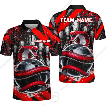 Custom Bowling Team Shirt, Bowling with King Cobra Multicolor, Bowling uniforms, King Cobra Bowling Shirt Personalized Name And Team Name
