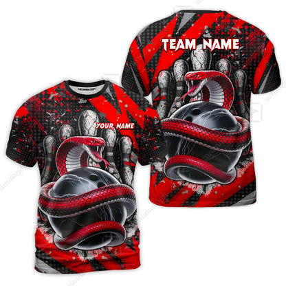 Custom Bowling Team Shirt, Bowling with King Cobra Multicolor, Bowling uniforms, King Cobra Bowling Shirt Personalized Name And Team Name