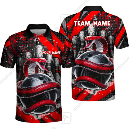 Custom Bowling Team Shirt, Bowling with King Cobra Multicolor, Bowling uniforms, King Cobra Bowling Shirt Personalized Name And Team Name