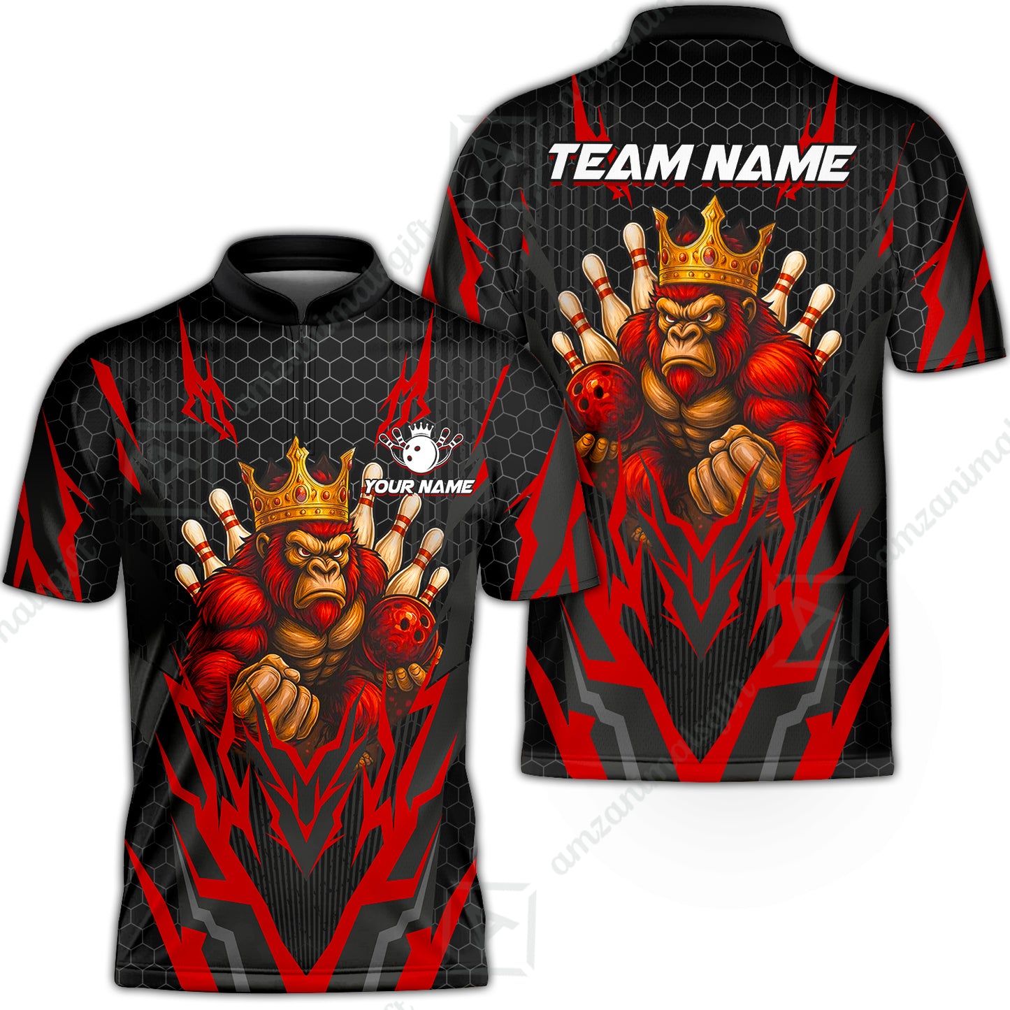 Custom Bowling Team Jerseys Polo Shirts, King Kong Bowling uniforms - Personalized Name And Team Name