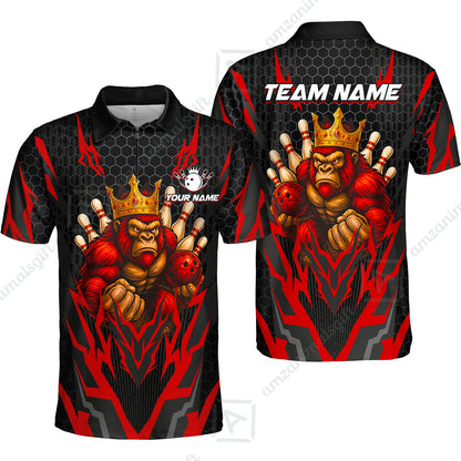 Custom Bowling Team Jerseys Polo Shirts, King Kong Bowling uniforms - Personalized Name And Team Name