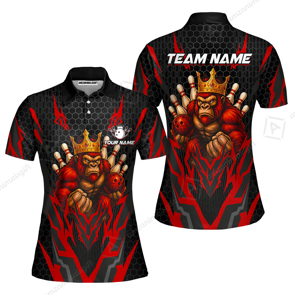 Custom Bowling Team Jerseys Polo Shirts, King Kong Bowling uniforms - Personalized Name And Team Name