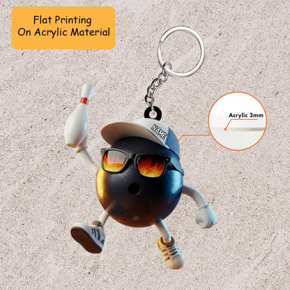 Personalized Funny Bowling Ball Character Ornament, Custom Bowling Christmas Gift, Keychain Bowling, Car Ornament Bowling
