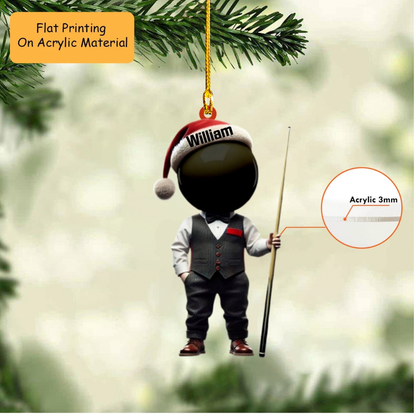 Personalized Christmas Billiard Ornament, Billiard Player Christmas, Custom Ornament Christmas Gift, Keychain Billiard Christmas, Car Ornament Billiard Christmas