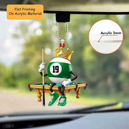 Personalized Billiards Christmas Ornament, King Pool Ball On Table Mascot, Custom Ornament Christmas Gift, Keychain Billiards, Car Ornament Billiards