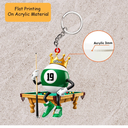 Personalized Billiards Christmas Ornament, King Pool Ball On Table Mascot, Custom Ornament Christmas Gift, Keychain Billiards, Car Ornament Billiards