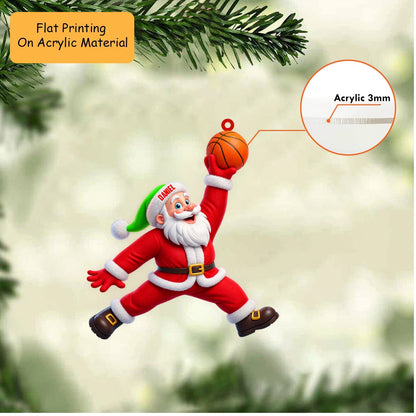 Personalized Basketball Christmas Ornament, Slam Dunk Santa Claus Mascot, Custom Ornament Christmas Gift, Keychain Basketball, Car Ornament Basketball