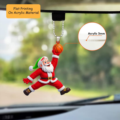 Personalized Basketball Christmas Ornament, Slam Dunk Santa Claus Mascot, Custom Ornament Christmas Gift, Keychain Basketball, Car Ornament Basketball