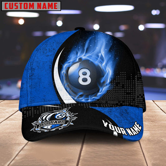 Customized Billiard Cap, Billiard Pool Ball 8 Art Color Fire Personalized Name 3D Hats, Best Billiard Pool Hat For Billiard Players