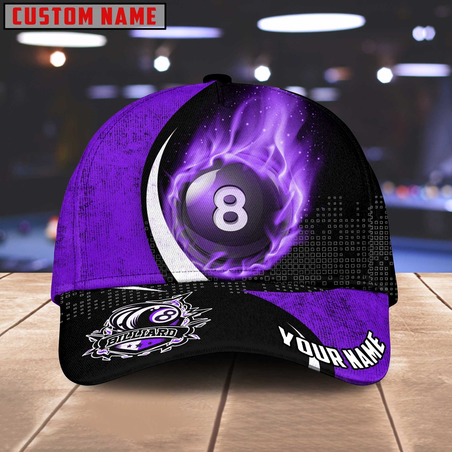 Customized Billiard Cap, Billiard Pool Ball 8 Art Color Fire Personalized Name 3D Hats, Best Billiard Pool Hat For Billiard Players