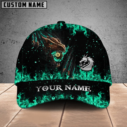 Customized Billiard Cap, Billiard Pool Ball 8 Fire Dragon Personalized Name 3D Hats, Best Billiard Pool Hat For Billiard Players