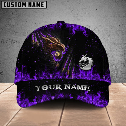 Customized Billiard Cap, Billiard Pool Ball 8 Fire Dragon Personalized Name 3D Hats, Best Billiard Pool Hat For Billiard Players