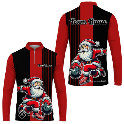 Custom Bowling Uniforms Christmas jerseys Funny Santa Bowling polo, Bowling Shirts Personalized Name And Team Name