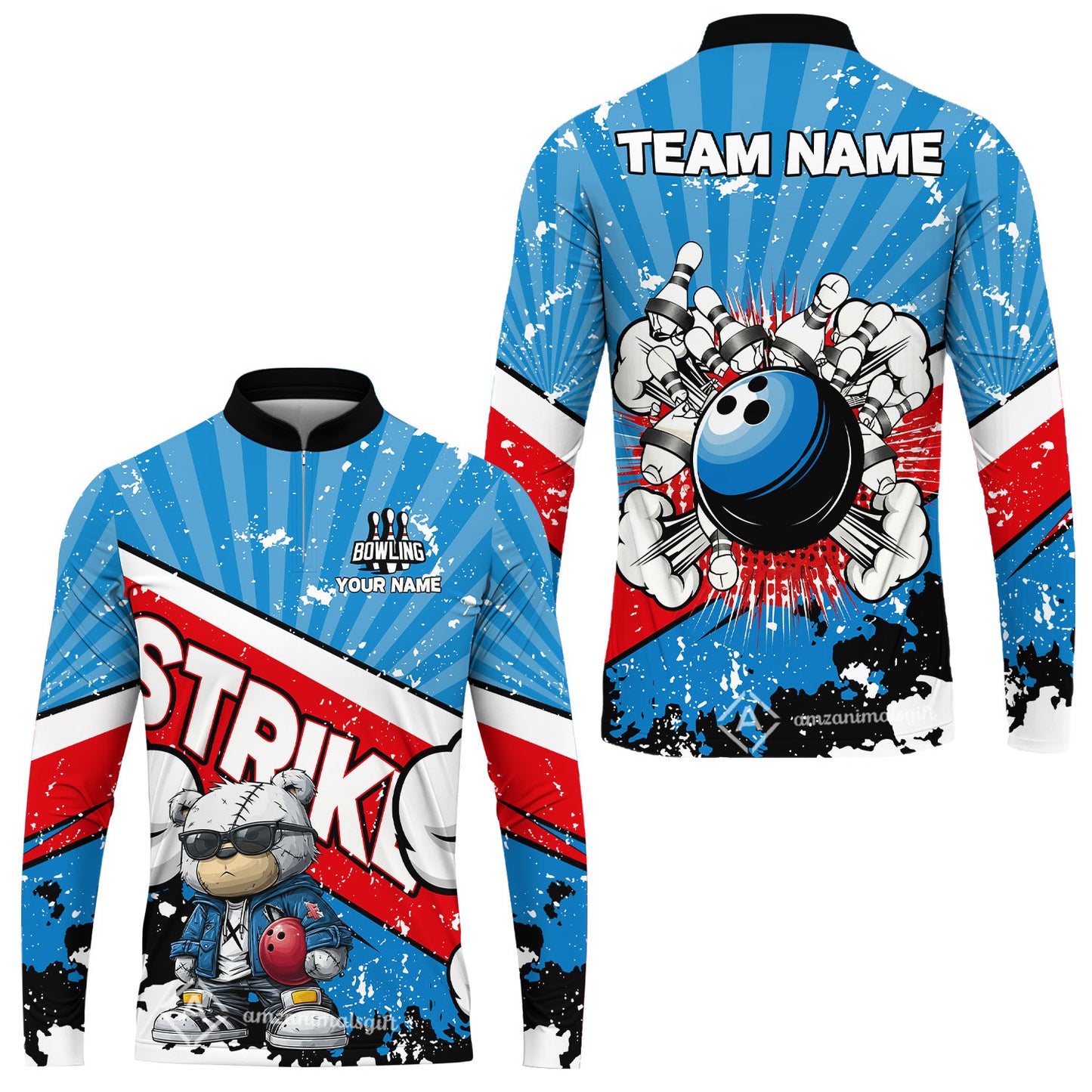Customized Unisex Polo Shirt, Bowling Hip Hop Cartoon Design, Uniform Bowling - Personalized Name And Team Name
