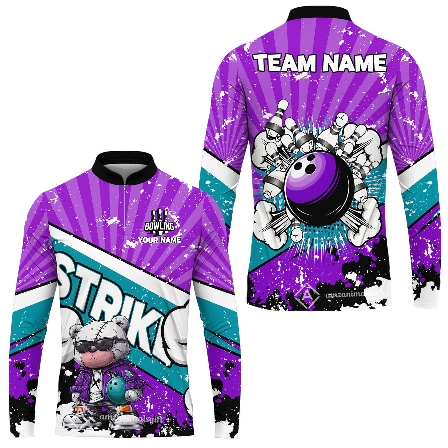 Customized Unisex Polo Shirt, Bowling Hip Hop Cartoon Design, Uniform Bowling - Personalized Name And Team Name