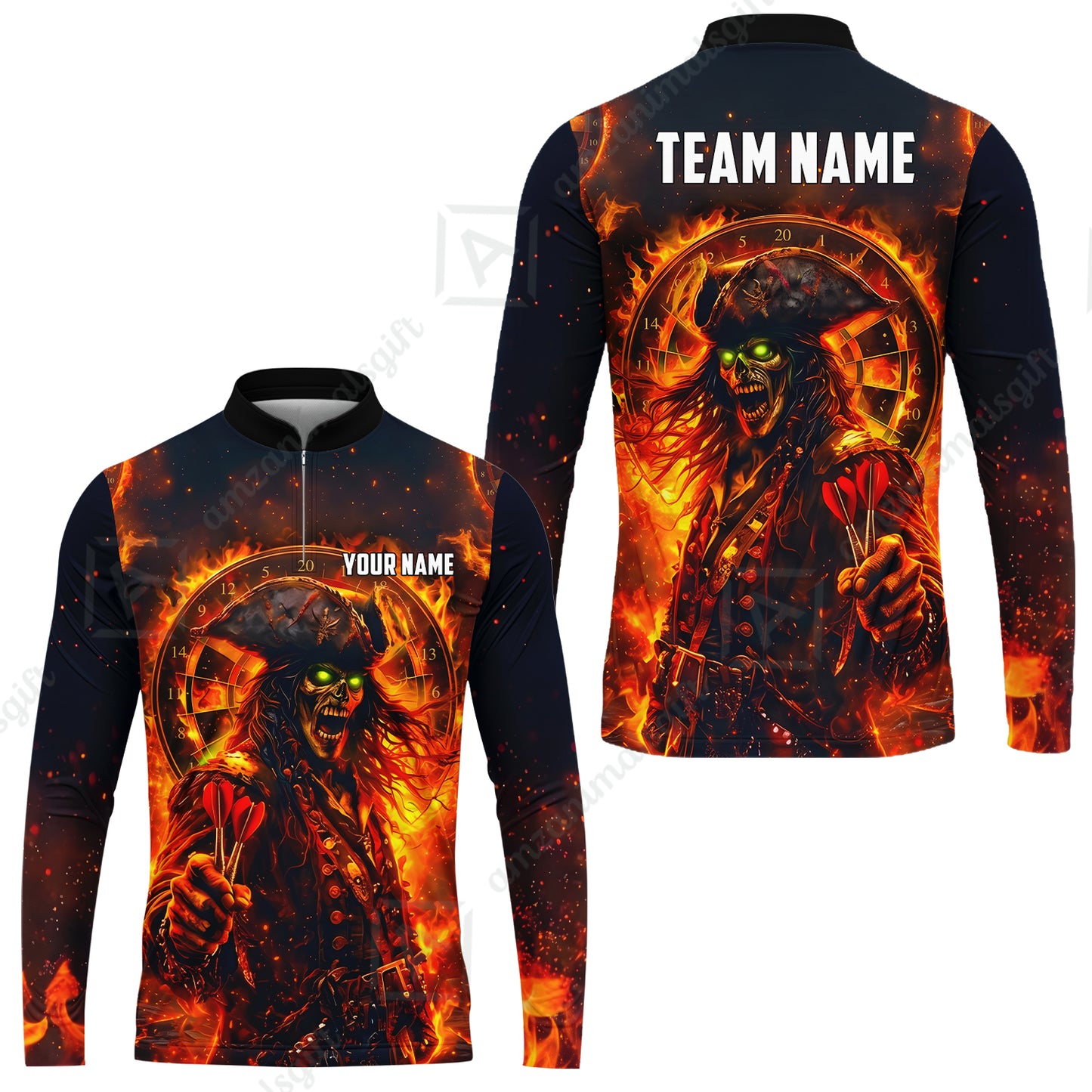 Custom Darts Jersey Polo Shirt, Ghost Pirate, Custom Dart Jersey Team Shirt For Players With Name & Team Name