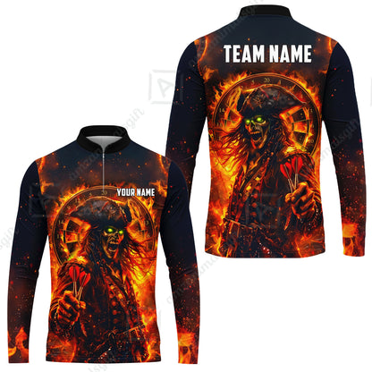 Custom Darts Jersey Polo Shirt, Ghost Pirate, Custom Dart Jersey Team Shirt For Players With Name & Team Name