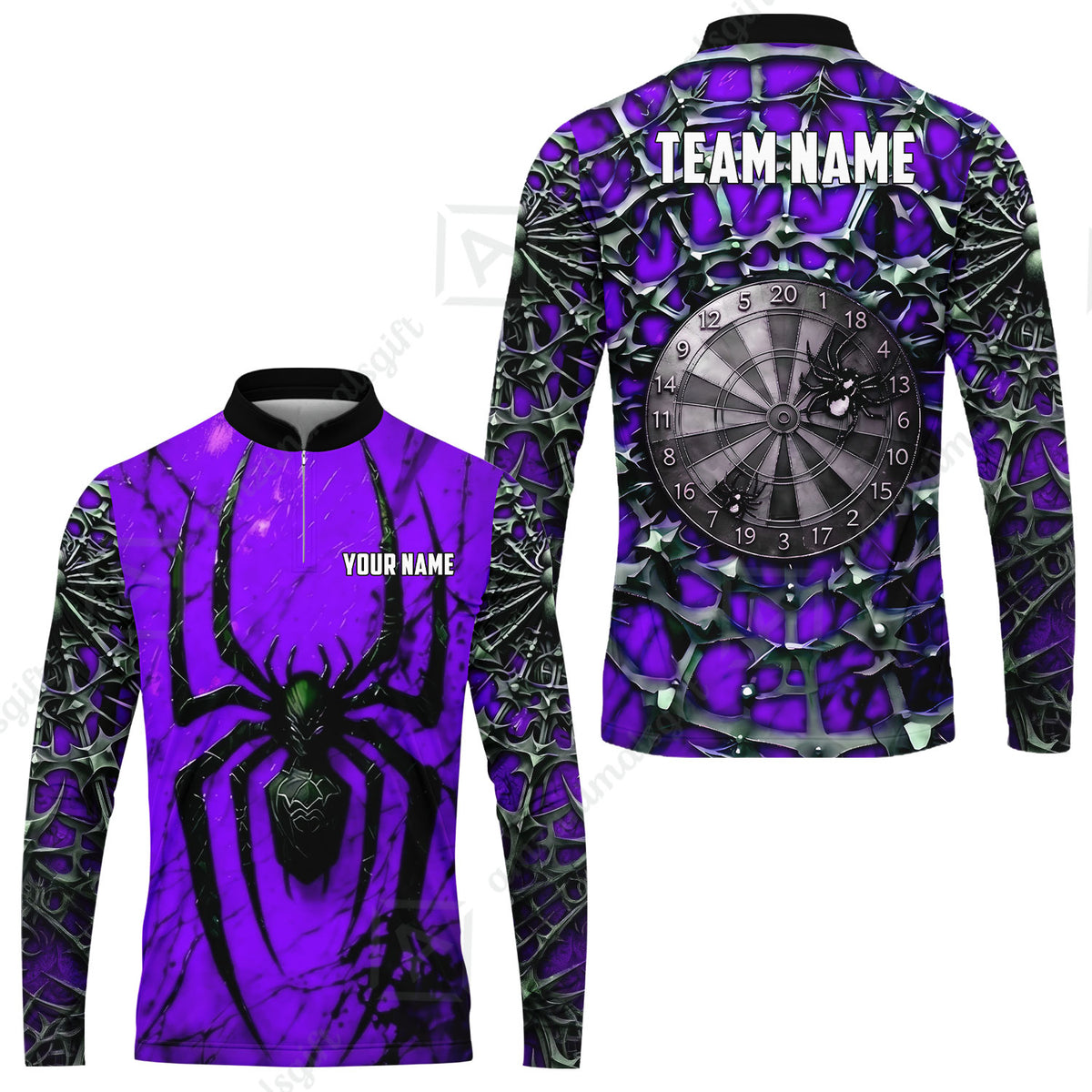 Custom Darts Jersey Polo Shirt, Gothic Widow Spiderweb, Custom Dart Jersey Team Shirt For Players With Name & Team Name
