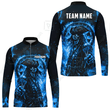 Custom Darts Jersey Polo Shirt, Ghost Pirate, Custom Dart Jersey Team Shirt For Players With Name & Team Name