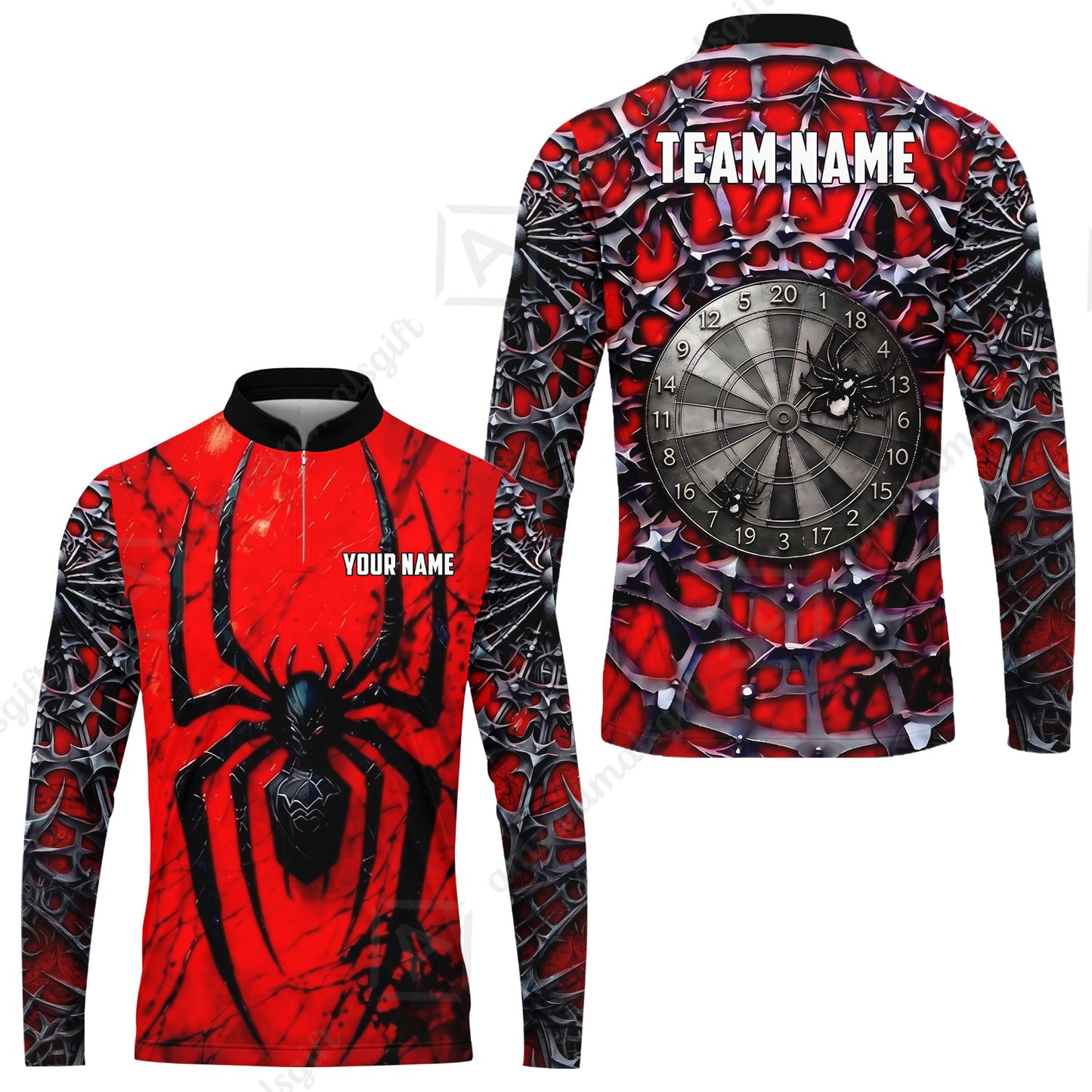 Custom Darts Jersey Polo Shirt, Gothic Widow Spiderweb, Custom Dart Jersey Team Shirt For Players With Name & Team Name
