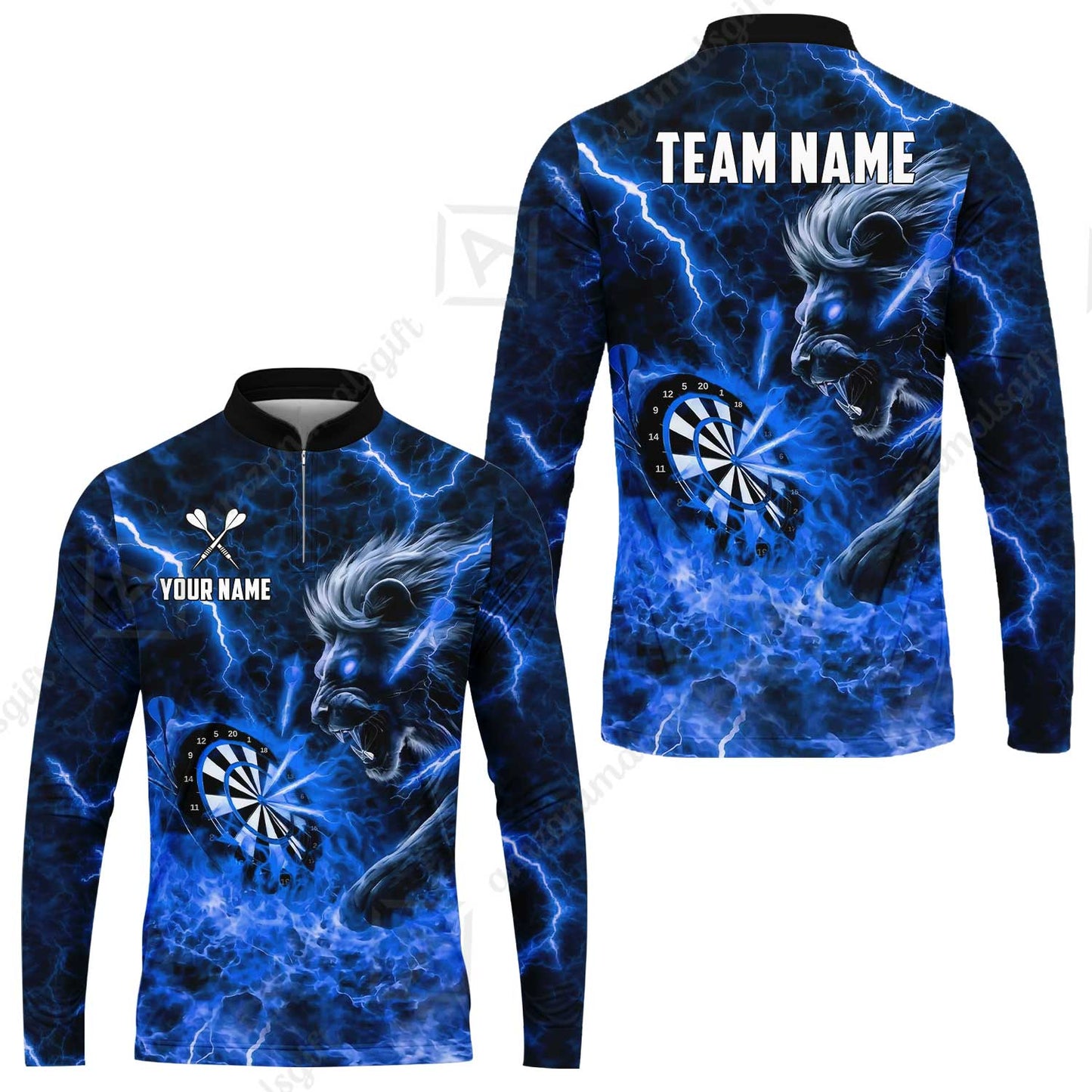 Custom Darts Team Jersey, Personalized Lightning Lion Jersey Shirt For Players With Name & Team Name