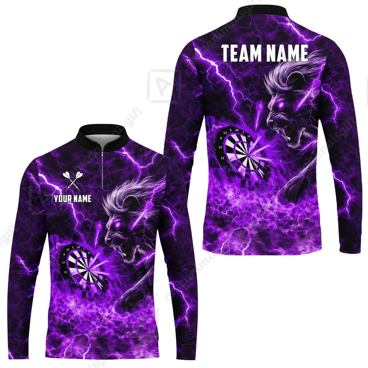 Custom Darts Team Jersey, Personalized Lightning Lion Jersey Shirt For Players With Name & Team Name
