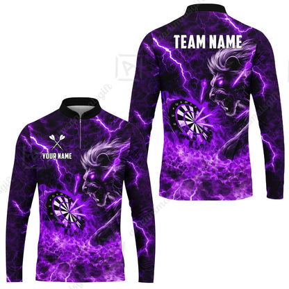 Custom Darts Team Jersey, Personalized Lightning Lion Jersey Shirt For Players With Name & Team Name