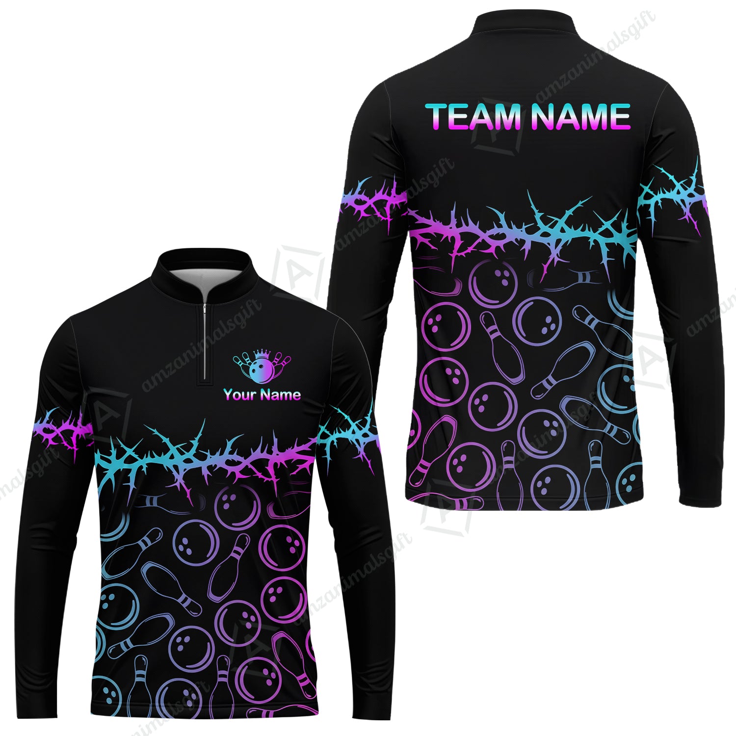 Long Sleeve Jersey Shirt||Blue - Purple