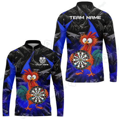 Custom Darts Team Jersey, Personalized Funky Rooster Dart Shirt For Players With Name & Team Name