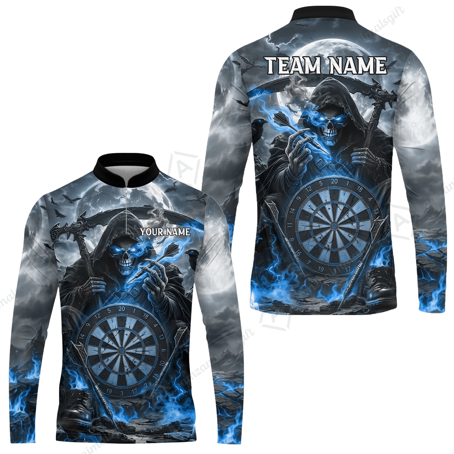 Long Sleeve Jersey Shirt||Blue