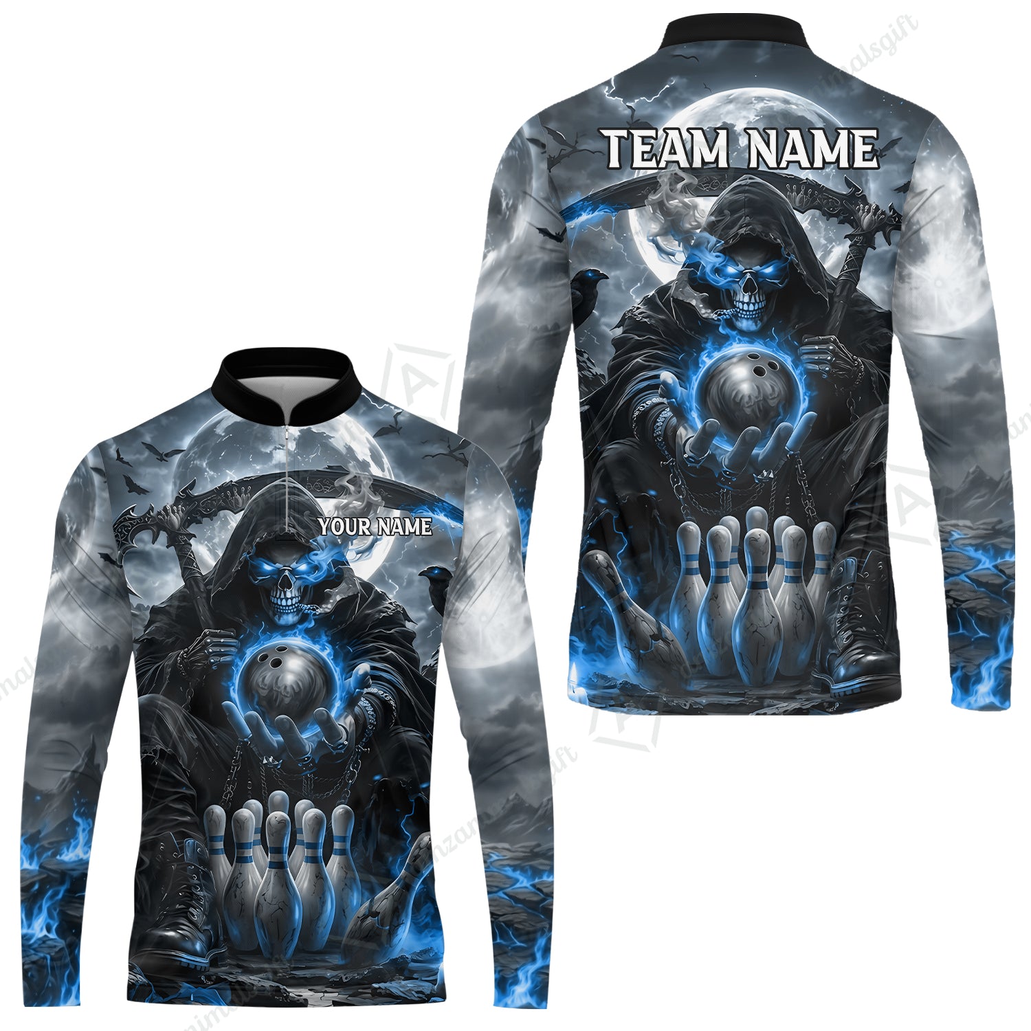 Long Sleeve Jersey Shirt||Blue