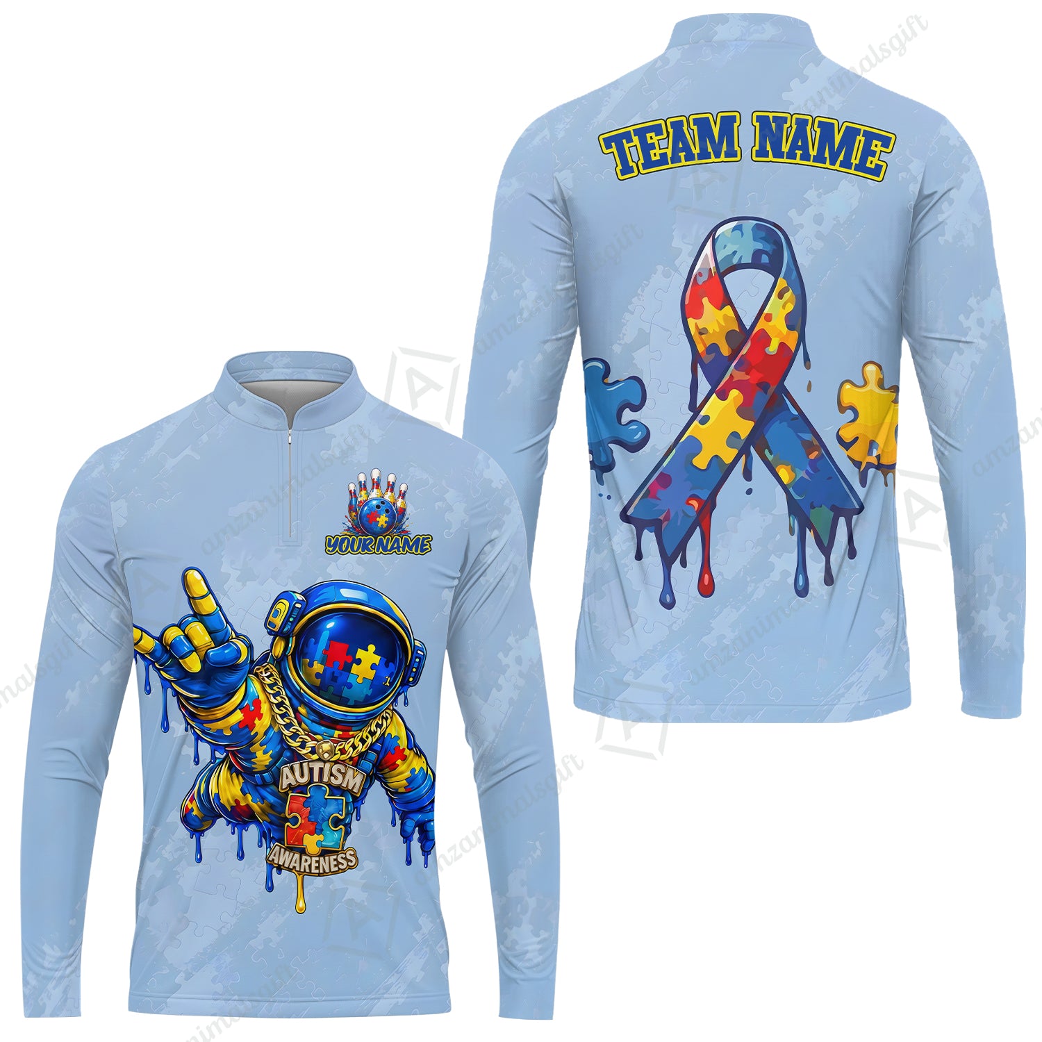 Long Sleeve Jersey Shirt||Blue