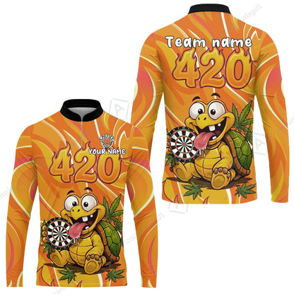 Custom Dart Jersey Team Shirt For Players, Funny Turtle 420, Personalize Name and Team Name