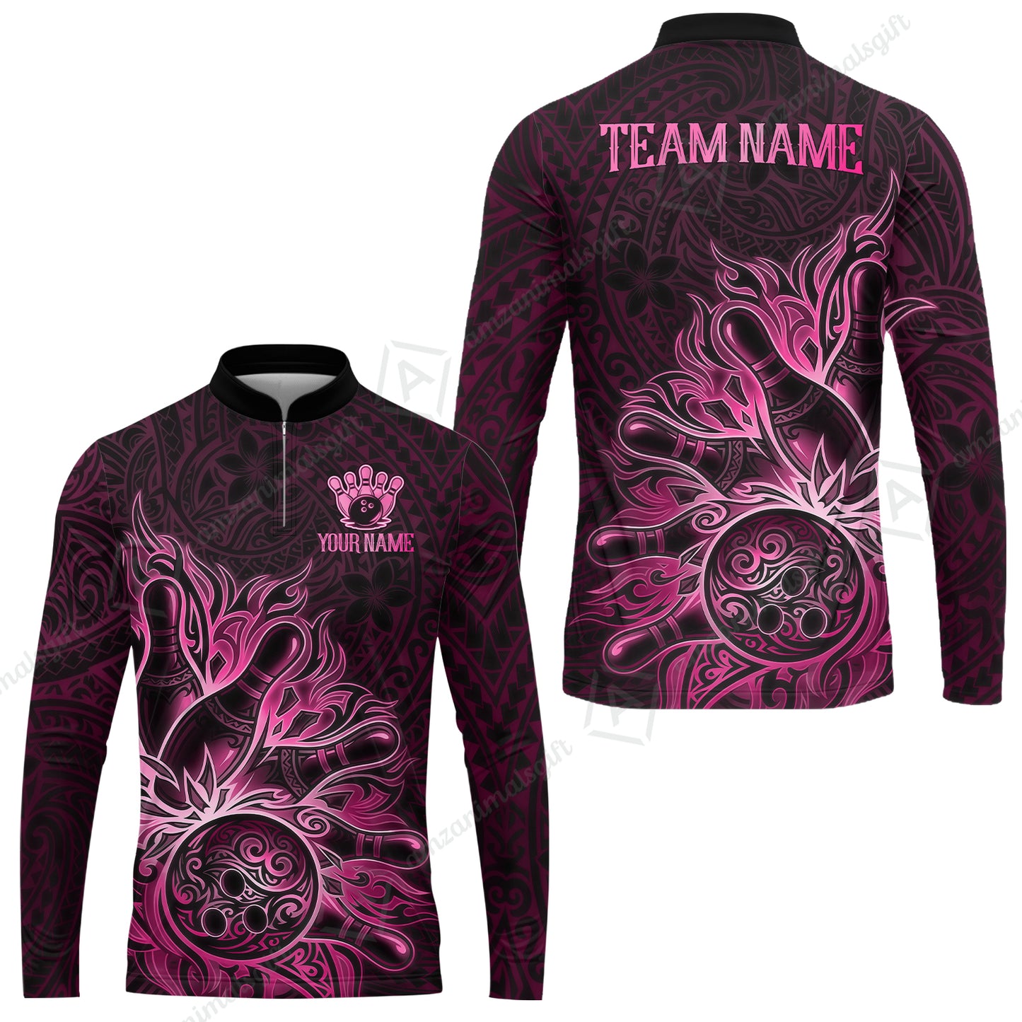Long Sleeve Jersey Shirt||Pink