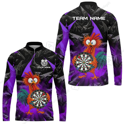 Custom Darts Team Jersey, Personalized Funky Rooster Dart Shirt For Players With Name & Team Name