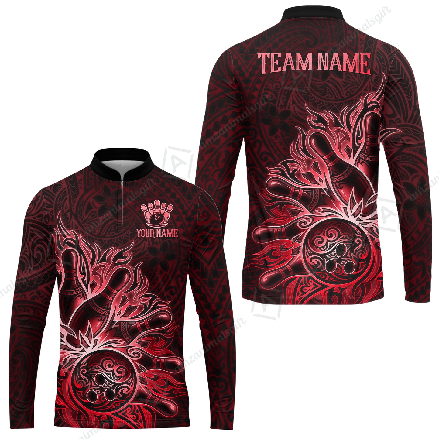 Long Sleeve Jersey Shirt||Red