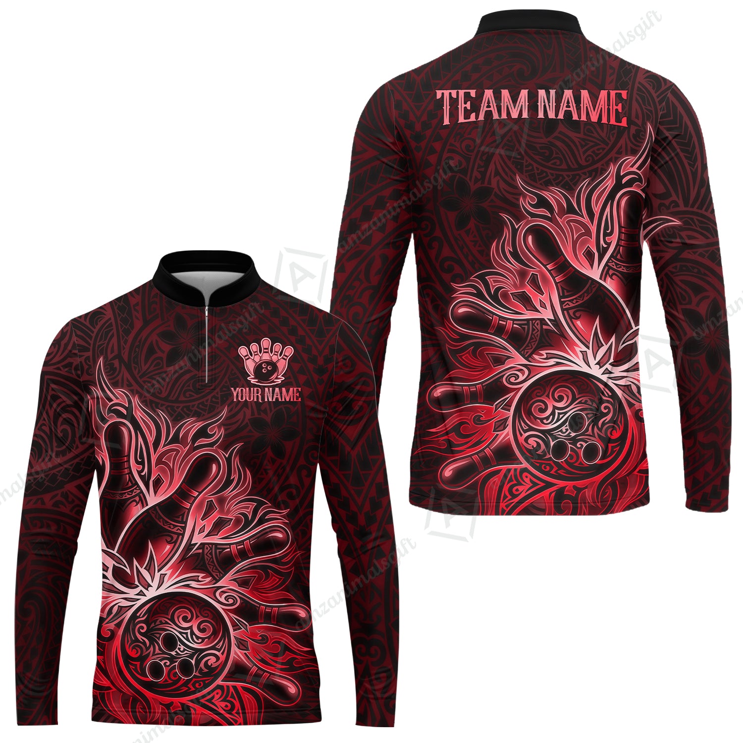 Long Sleeve Jersey Shirt||Red