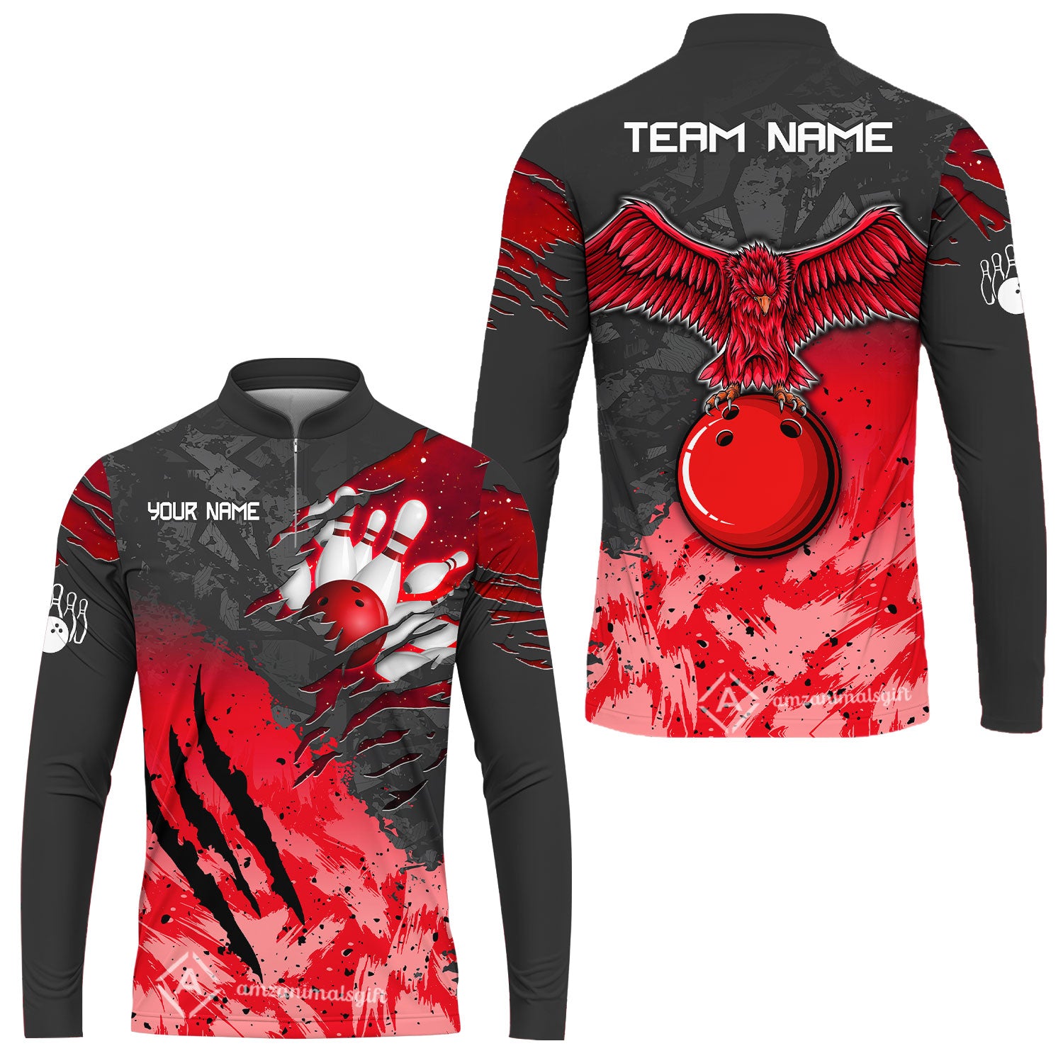Long Sleeve Jersey Shirt||Red