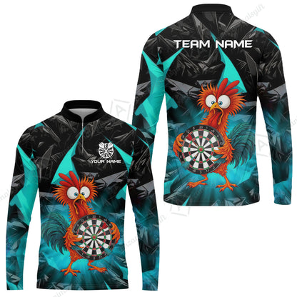 Custom Darts Team Jersey, Personalized Funky Rooster Dart Shirt For Players With Name & Team Name