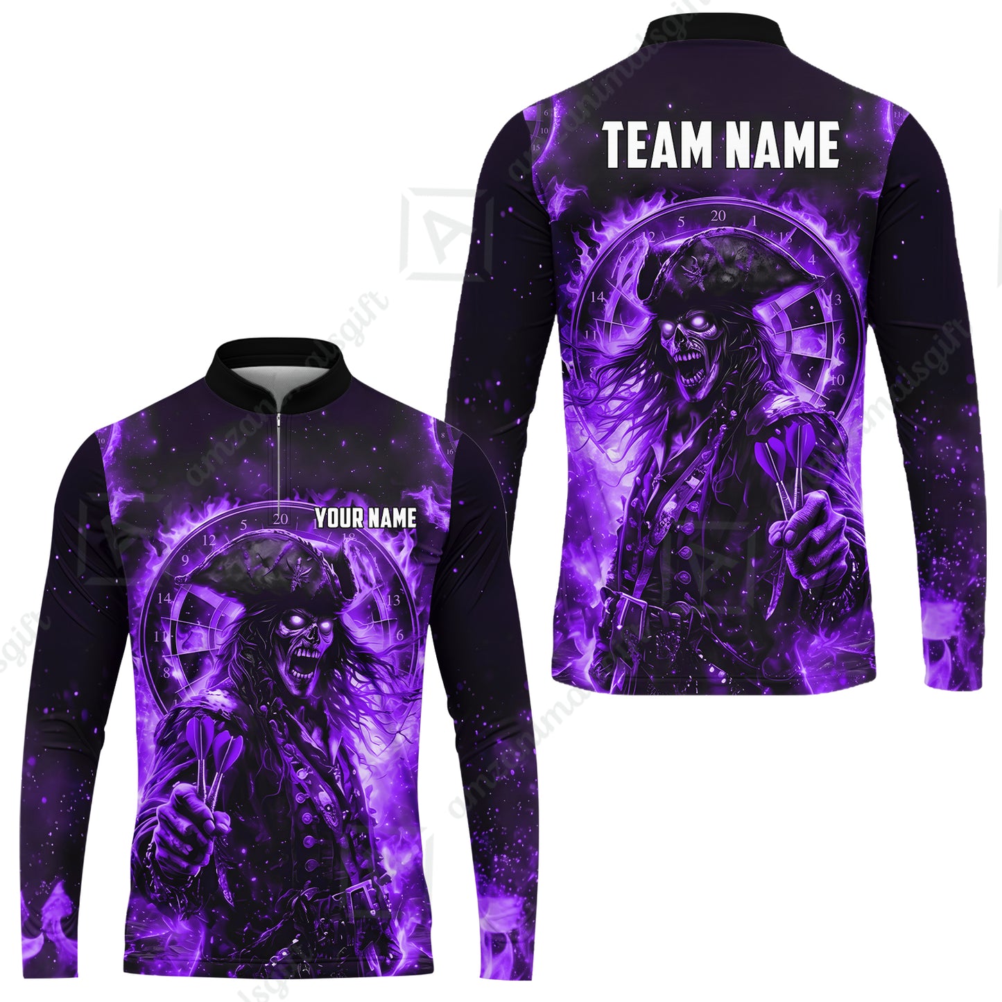 Custom Darts Jersey Polo Shirt, Ghost Pirate, Custom Dart Jersey Team Shirt For Players With Name & Team Name