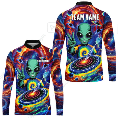 Custom Darts Team Jersey, Personalized Alien Vortex Strike Dart Polo Shirt For Players With Name & Team Name